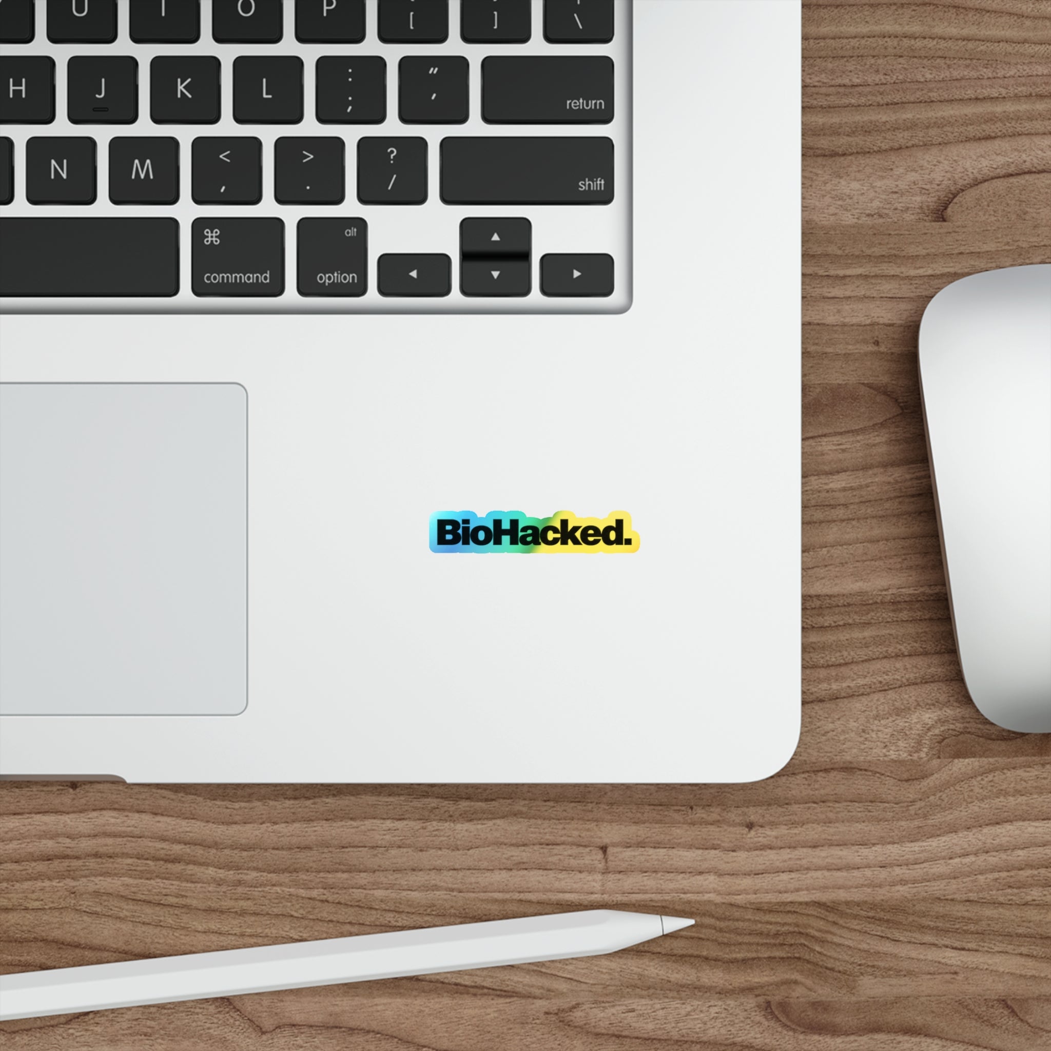 Holographic 'BioHacked.' Die-Cut Sticker